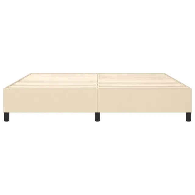 Cadre de lit à ressorts crème 200x200 cm tissu