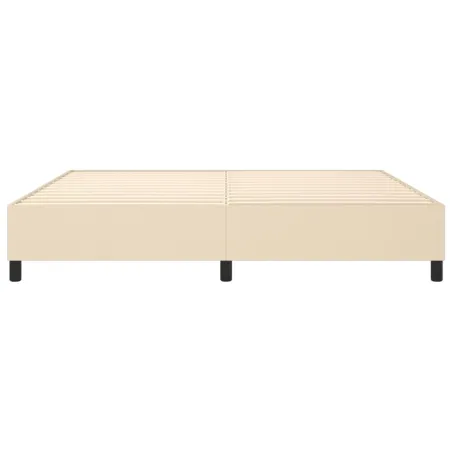 Cadre de lit à ressorts crème 200x200 cm tissu