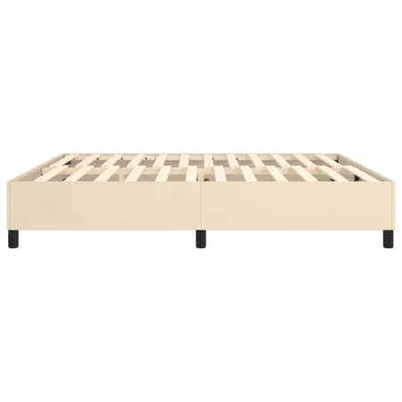 Cadre de lit à ressorts crème 200x200 cm tissu