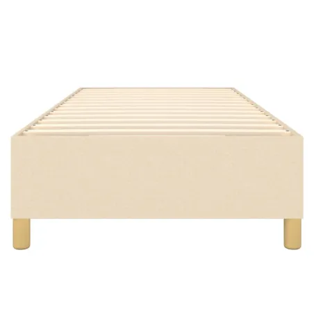 Cadre de lit à ressorts crème 80x200 cm tissu
