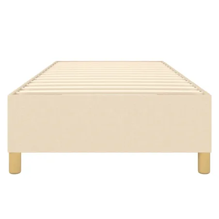 Cadre de lit à ressorts crème 90x200 cm tissu