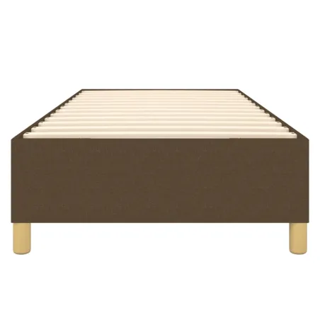 Cadre de lit à ressorts marron foncé 100x200 cm tissu