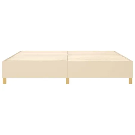 Cadre de lit à ressorts crème 200x200 cm tissu