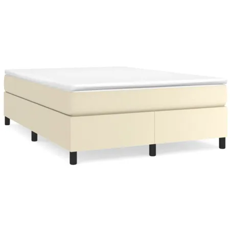 Cadre de lit à ressorts crème 140x190 cm similicuir
