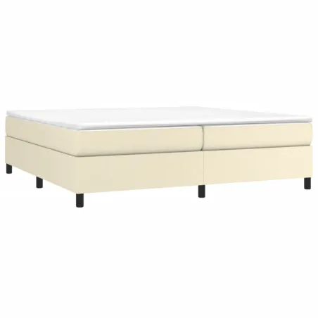 Cadre de lit à ressorts crème 200x200 cm similicuir