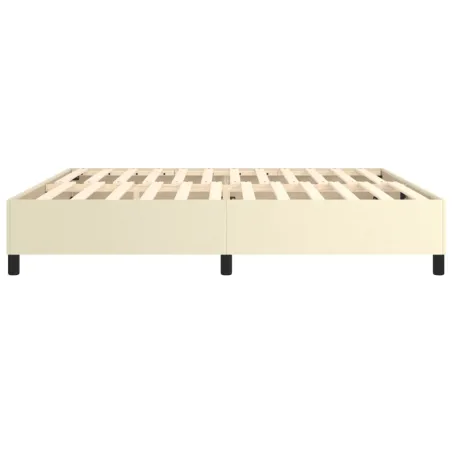 Cadre de lit à ressorts crème 200x200 cm similicuir
