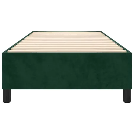 Cadre de lit à ressorts vert foncé 80x200 cm velours