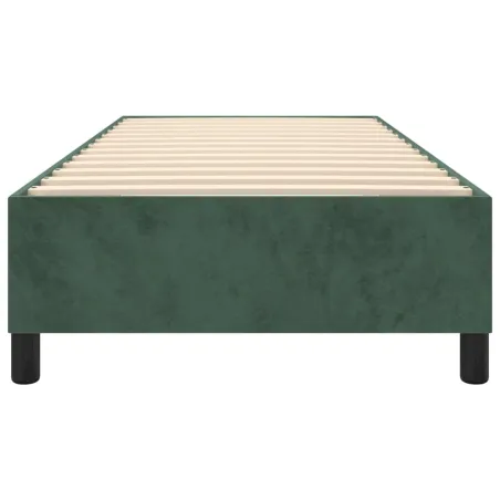 Cadre de lit à ressorts vert foncé 90x190 cm velours