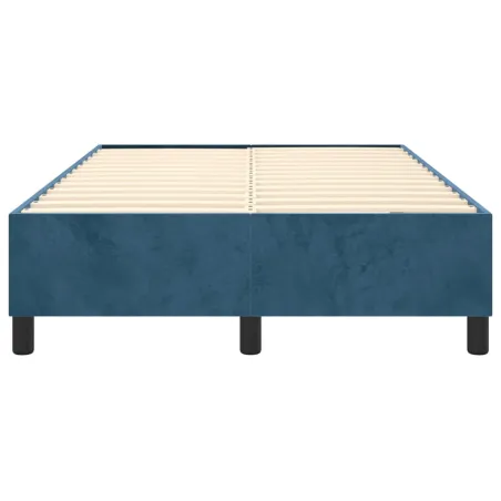 Cadre de lit à ressorts bleu foncé 120x200 cm velours