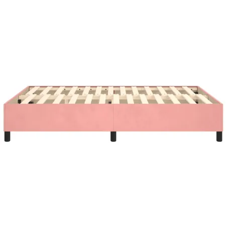 Cadre de lit à ressorts rose 140x190 cm velours