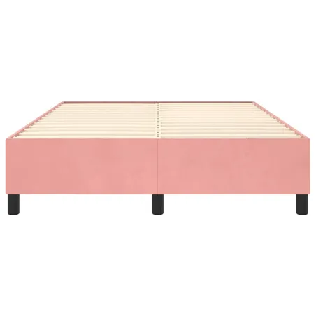 Cadre de lit à ressorts rose 140x200 cm velours
