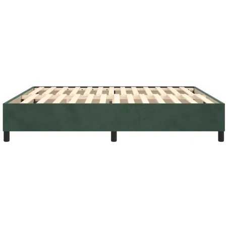Cadre de lit à ressorts vert foncé 160x200 cm velours