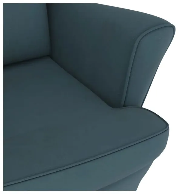 Fauteuil à bascule à oreilles en velours bleu bois massif