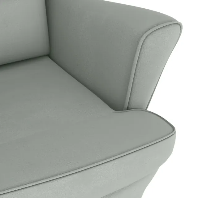 Fauteuil à bascule à oreilles en velours gris clair bois massif