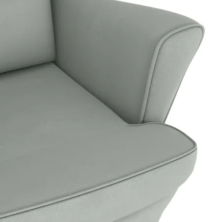 Fauteuil à bascule à oreilles en velours gris clair bois massif