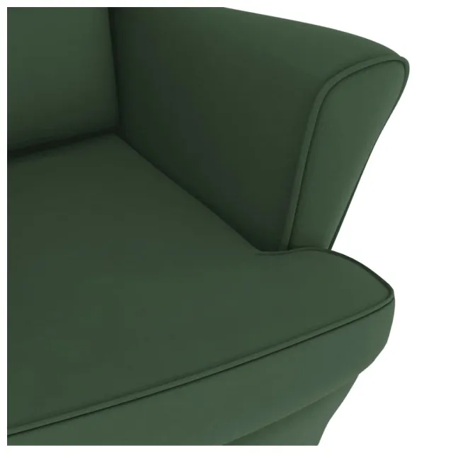 Fauteuil à bascule à oreilles en velours vert foncé bois massif