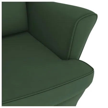 Fauteuil à bascule à oreilles en velours vert foncé bois massif