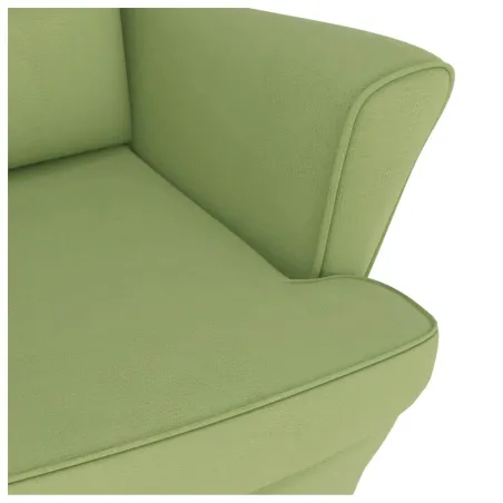 Fauteuil à bascule à oreilles en velours vert clair bois massif