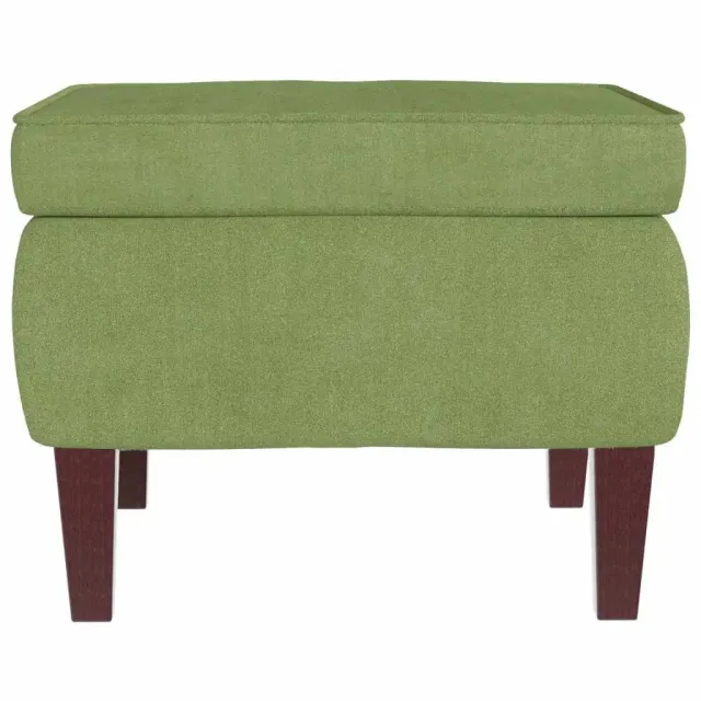 Fauteuil à bascule à oreilles en velours vert clair bois massif