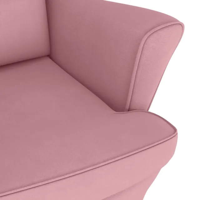 Fauteuil à bascule à oreilles en velours rose bois massif