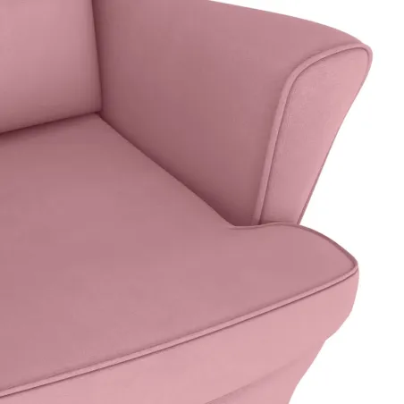 Fauteuil à bascule à oreilles en velours rose bois massif