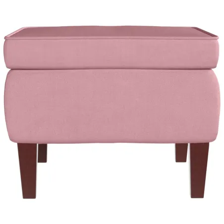 Fauteuil à bascule à oreilles en velours rose bois massif