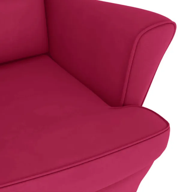 Fauteuil à bascule à oreilles en velours rouge vin bois massif