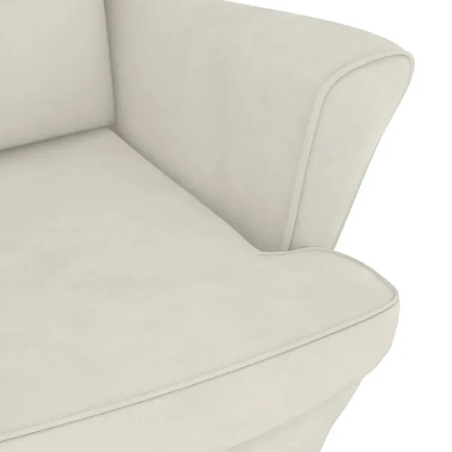 Fauteuil à bascule à oreilles en velours crème bois massif