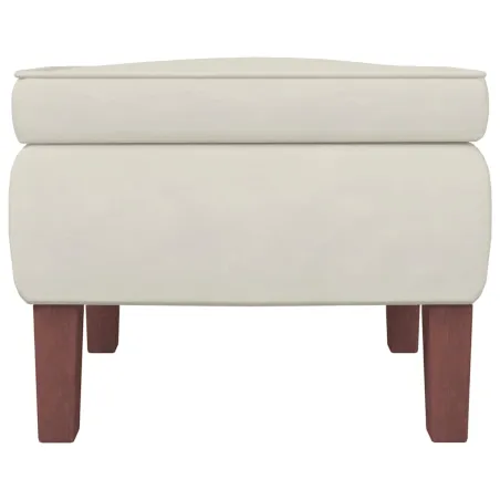 Fauteuil à bascule à oreilles en velours crème bois massif