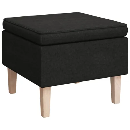 Fauteuil avec pieds à bascule et tabouret Noir Tissu