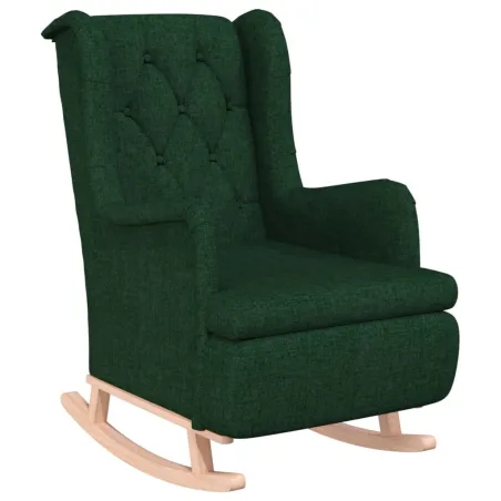 Fauteuil avec pieds à bascule et tabouret Vert foncé Tissu