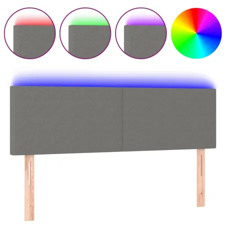 Tête de lit à LED Gris foncé 144x5x78/88 cm Tissu