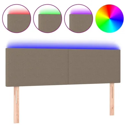 Tête de lit à LED Taupe 144x5x78/88 cm Tissu 2