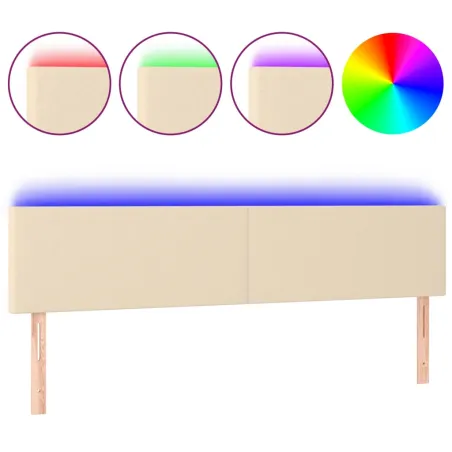 Tête de lit à LED Crème 180x5x78/88 cm Tissu