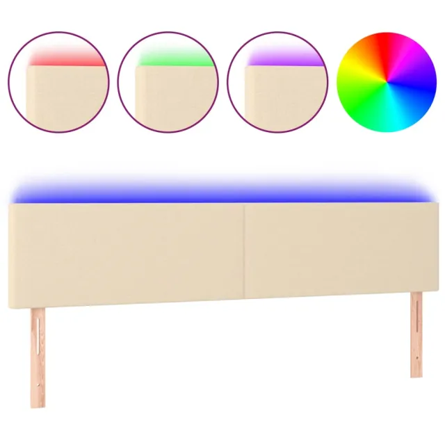 Tête de lit à LED Crème 200x5x78/88 cm Tissu