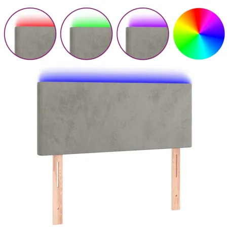 Tête de lit à LED Gris clair 100x5x78/88 cm Velours