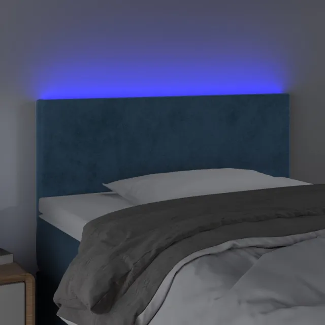 Tête de lit à LED Bleu foncé 100x5x78/88 cm Velours