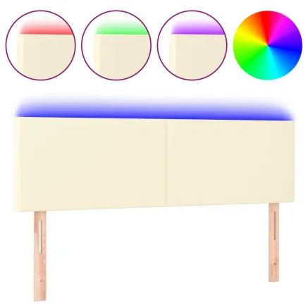 Tête de lit à LED Crème 144x5x78/88 cm Similicuir 2