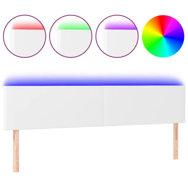 Tête de lit à LED Blanc 200x5x78/88 cm Similicuir