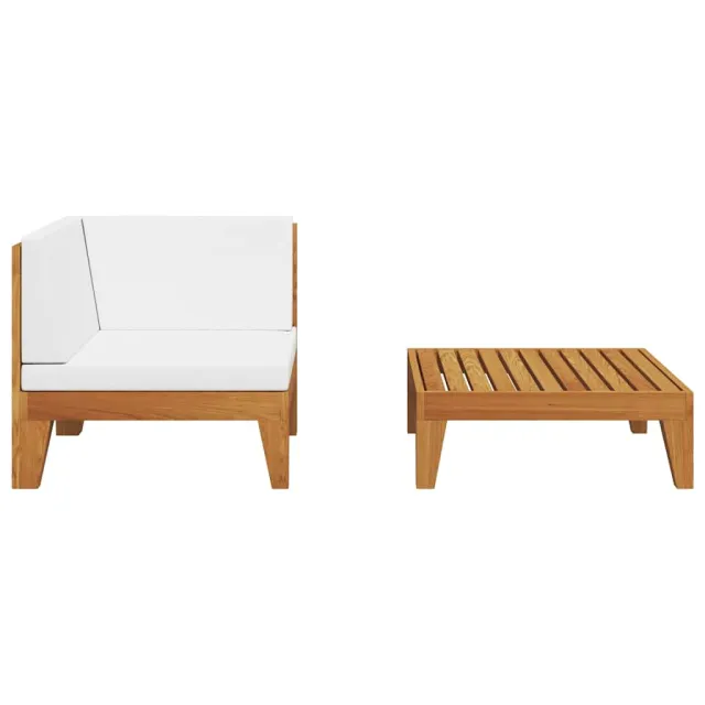 Salon de jardin 2 pcs avec coussins Bois d'acacia solide
