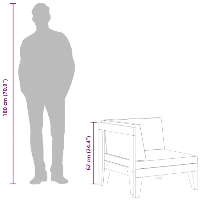 Salon de jardin 2 pcs avec coussins Bois d'acacia solide