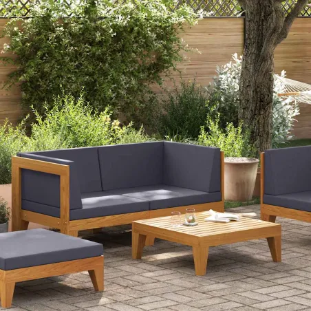Salon de jardin 2 pcs avec coussins Bois d'acacia solide