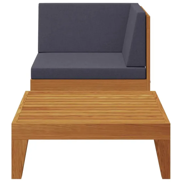 Salon de jardin 2 pcs avec coussins Bois d'acacia solide