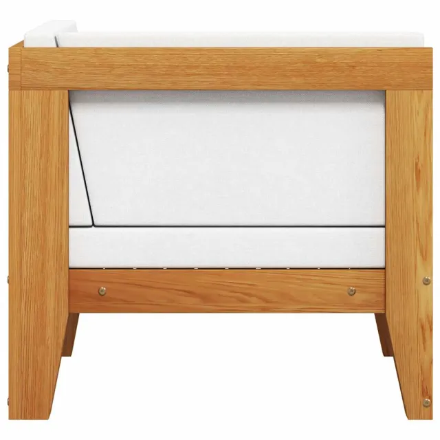 Canapé d'angle sectionnel et coussins blanc crème Bois d'acacia