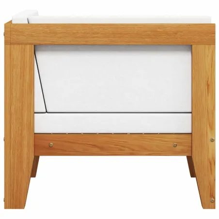 Canapé d'angle sectionnel et coussins blanc crème Bois d'acacia