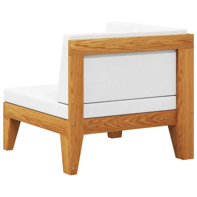 Canapé d'angle sectionnel et coussins blanc crème Bois d'acacia