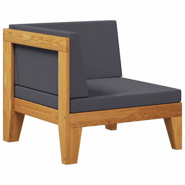 Canapé d'angle sectionnel et coussins gris foncé Bois d'acacia