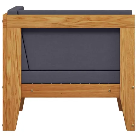 Canapé d'angle sectionnel et coussins gris foncé Bois d'acacia