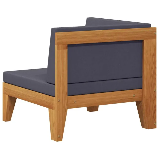 Canapé d'angle sectionnel et coussins gris foncé Bois d'acacia