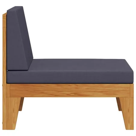 Canapé central sectionnel et coussins gris foncé Bois d'acacia